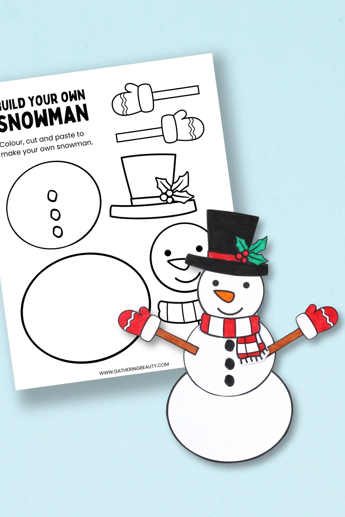build a snowman colouring page - free printable — gathering beauty